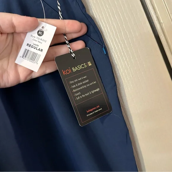 Navy Blue Koi Flared Elastic Waist Scrubs XL Regular NWT Healthcare Plain - Picture 2 of 4